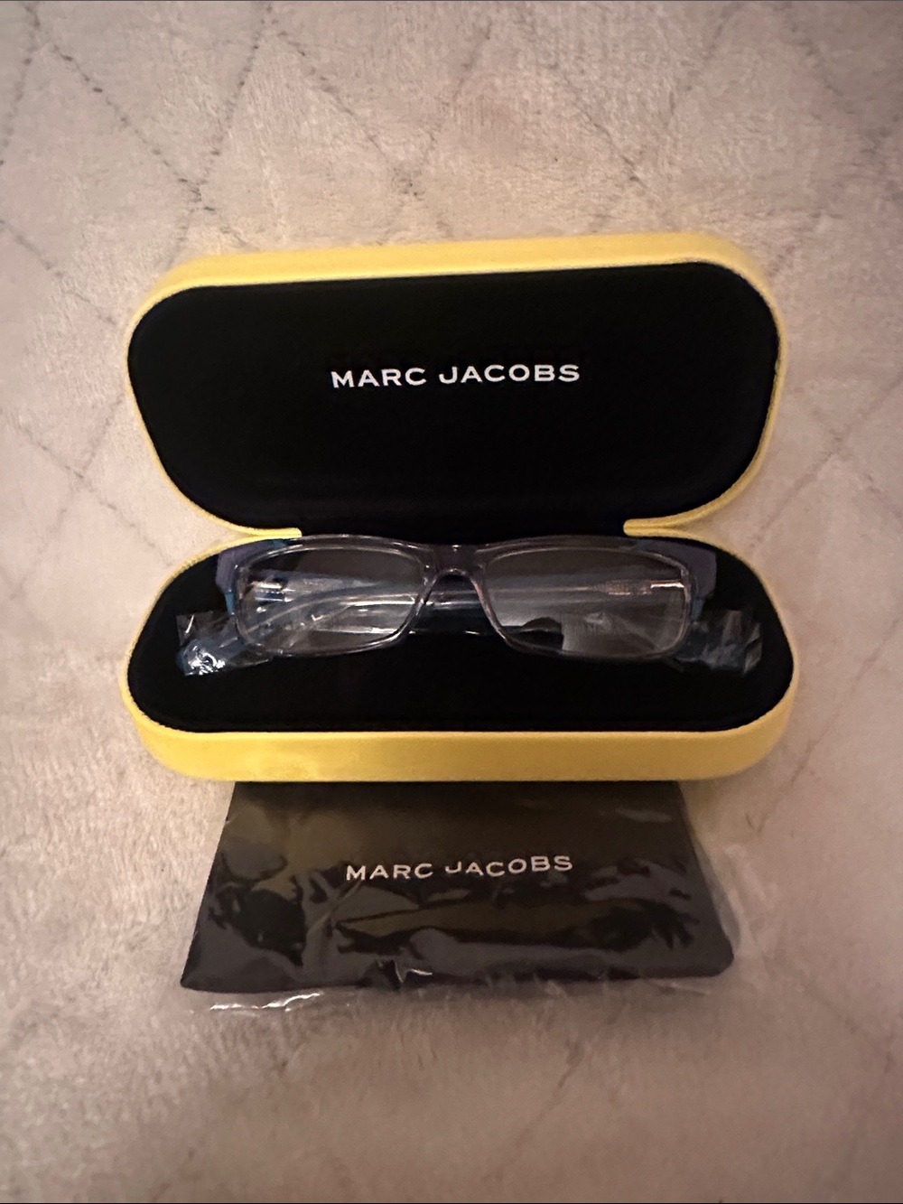 Marc Jacobs Rectangular Glasses in Clear and Blue